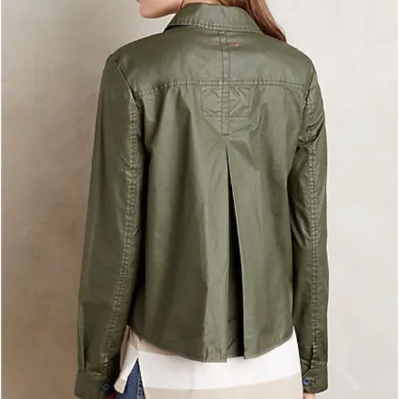 Anthropologie Hei Hei Coated / Waxed Army Green 
Military Utility Swing Jacket S - Picture 6 of 14